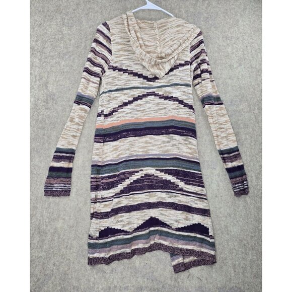 Maurices Striped Long Cardigan Sweater Open Front Multicolor Cotton Blend Medium - Picture 2 of 8